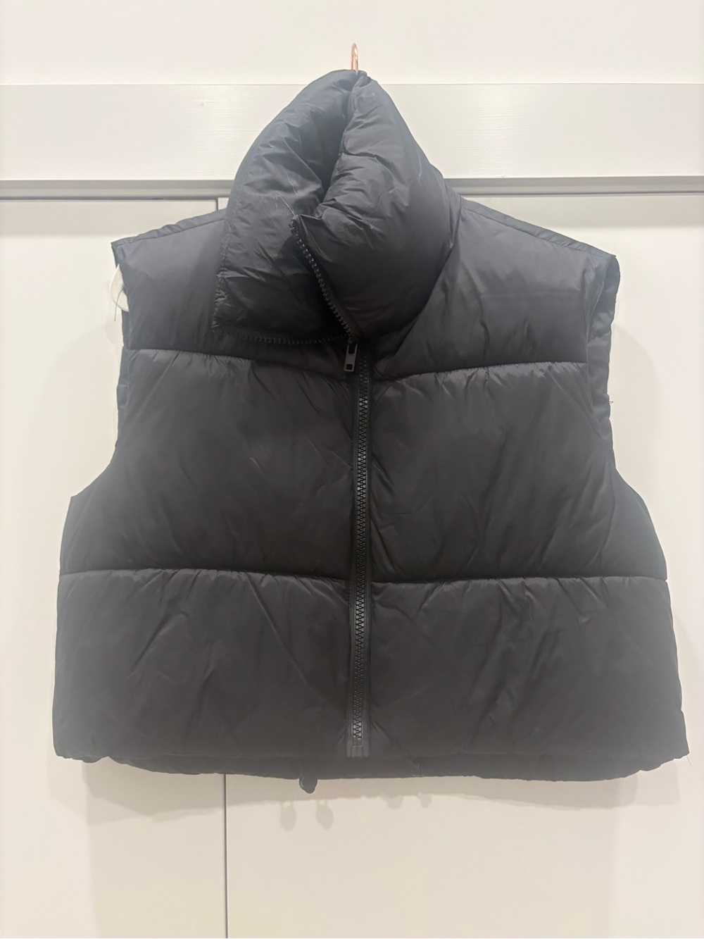 Cropped Black Puffer Vest